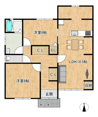 野洲市小篠原　中古戸建の間取り