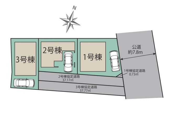 【区画図】 | 福岡市博多区南八幡町1丁目　2号棟（全3棟）【仲介手数料無料・0円】 | 区画図です。2号棟