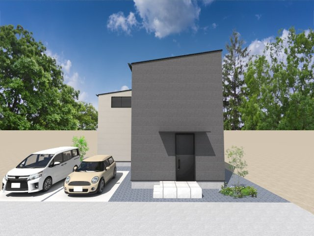 新築戸建　富士市石坂2期2号棟の外観パース|並列駐車２台可能です。