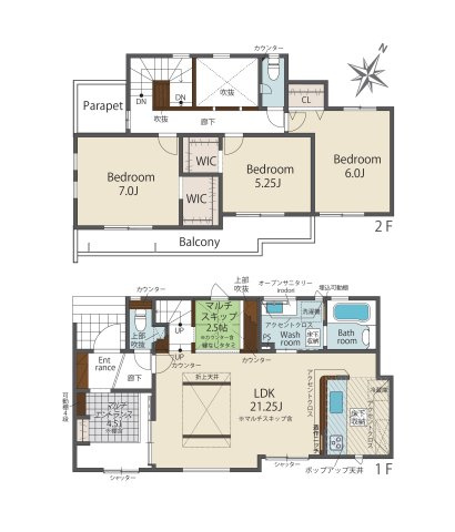 福岡市南区柏原1丁目第1-1棟（1号棟）の区画図|配置図（1号棟）