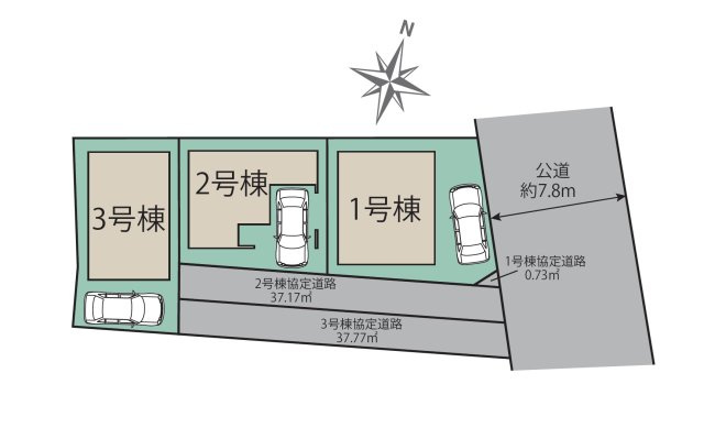 福岡市博多区南八幡町1丁目第1-3棟（1号棟）の区画図|配置図（1号棟）