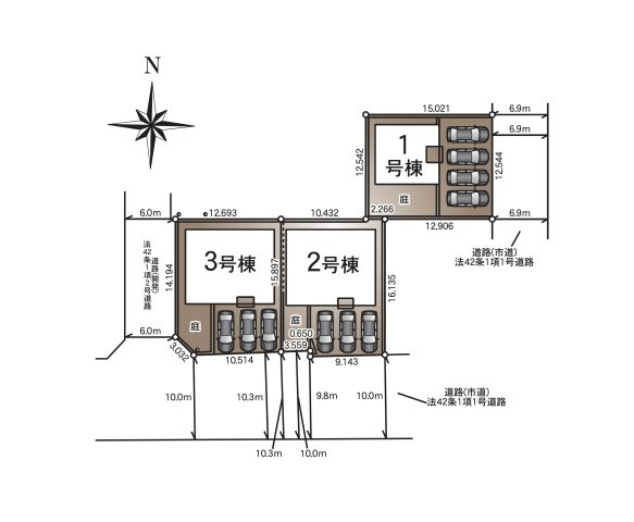 菊池市泗水町吉富第8₋3棟(3号棟)の区画図|配置図（3号棟）