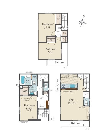 福岡市博多区南八幡町1丁目第1-3棟（3号棟）の間取り|全居室収納豊富で便利です。