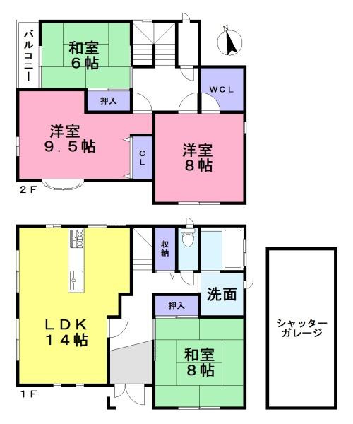 香芝市尼寺３丁目の中古一戸建の間取り