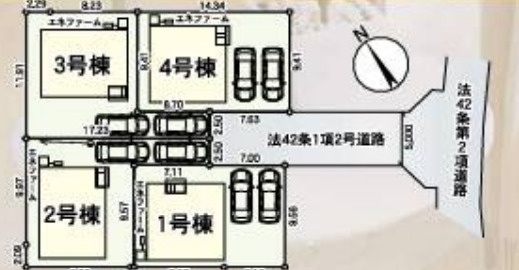 『八王子市新築戸建て』八王子市川口町3662-3【仲介手数料無料】　９０期の区画図|～仲介手数料無料☆八王子ひなた不動産～八王子市川口町　新築戸建て
