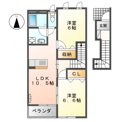 【間取り】 | サンフィットヒルズ　Ｂ