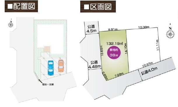 【仲介手数料無料】新築戸建　東松山市美土里町6-11（全2棟）の区画図