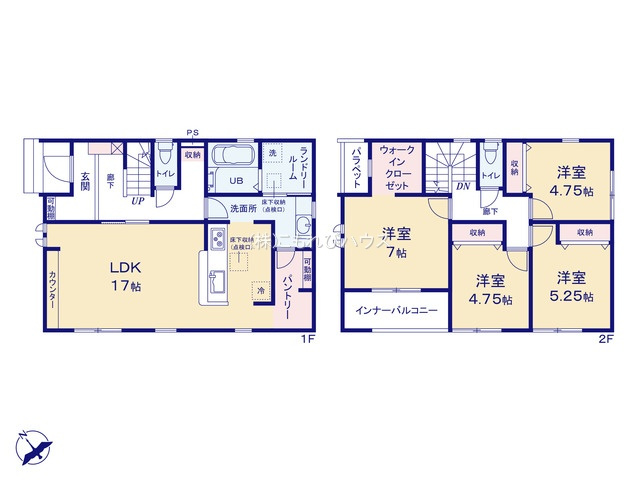 北本市下石戸下　新築一戸建て　リーブルガーデン　01の間取り|北本市下石戸下　新築一戸建て　リーブルガーデン　01、4LDK、土地面積188m2、建物面積112.62m2