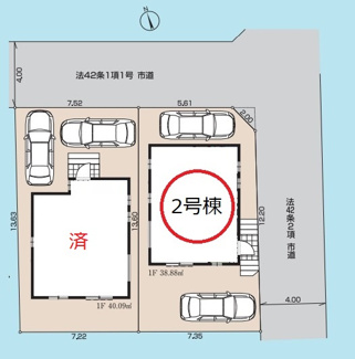 【区画図】 | 調布市深大寺北町６丁目　２号棟　仲介手数料無料 | ２号棟です。