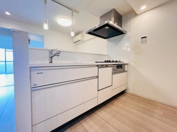 【キッチン】 | 池袋第２ヒルハイム | 家族の顔も見れて安心、対面式・浄水器付き３口コンロのシステムキッチンを採用！