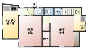 単身者には嬉しい2Kタイプのお部屋♪