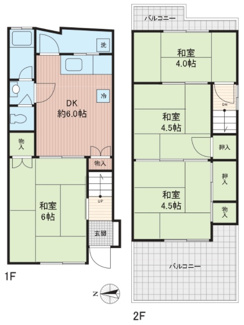 【間取り】 | 大阪府寝屋川市萱島東3丁目戸建 | 間取り：４DK