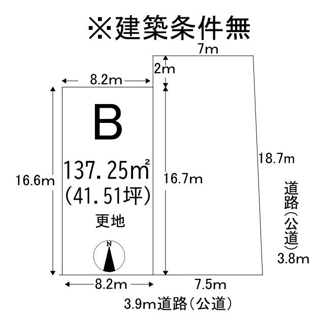 紫野今宮町建築条件無土地　Bの土地図