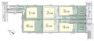【区画図】 | 南区相武台3丁目  5号棟 3期 | 5号棟　南東側約4ｍ公道　旗竿地（間口約2.6ｍ）　駐車2台（車種によります）　敷地面積43.5坪（路地状部分含む）　※協定地あり