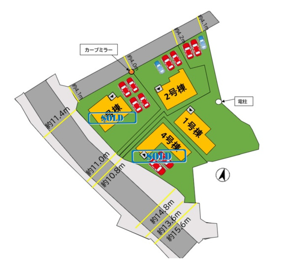 【区画図】 | 糟屋郡宇美町障子岳3丁目1期　1号棟（全4棟）【仲介手数料無料・0円】 | 区画図です。1号棟