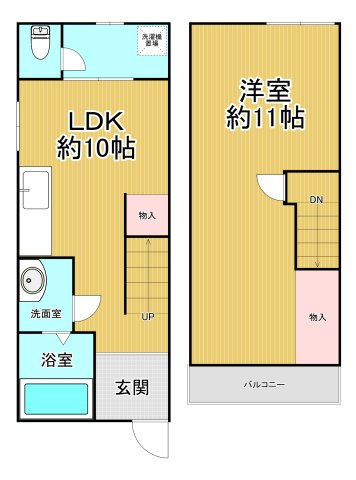堺市西区浜寺元町４丁テラスハウスの間取り