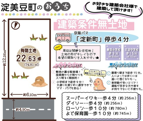 淀美豆町　建築条件無土地の区画図