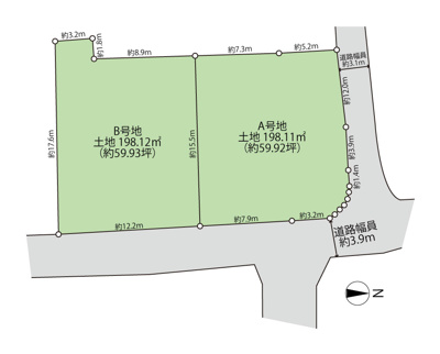 【区画図】 | プレイワークレジデンス【陶器北/全２区画】B号地・土地59坪・土地分譲 | 区画図になります♪