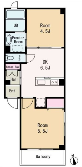【間取り】 | 三田常盤台第一コーポ | 日当り良好な東南角部屋。