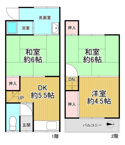 堺市西区浜寺船尾町東3丁テラスハウスの間取り
