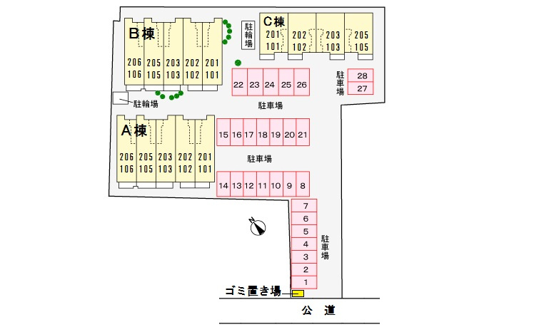 カサ・デル・ソル Cの駐車場