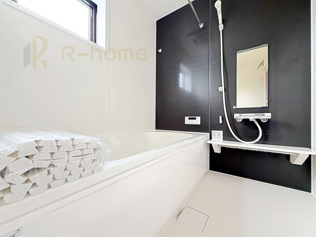 第2土浦市並木　新築戸建て　1号棟の浴室|足を伸ばしてもゆったりできるバスルーム♪機能性も取り入れて使い易さも保証します♪