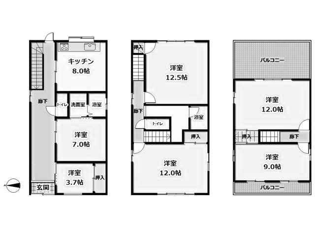 高知市本宮町　中古戸建ての間取り