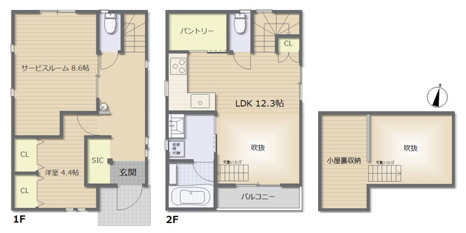 【間取り】 | 中野区江古田１丁目　中古戸建て | 便利な収納が豊富に設置され、嬉しい工夫が詰まった住まいです