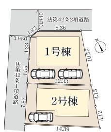 藤沢市辻堂東海岸2丁目　新築戸建　全2棟1号棟の区画図