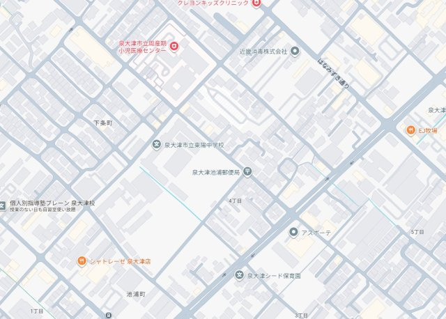 泉大津市池浦町　新築一戸建ての地図