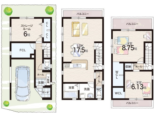 泉大津市池浦町　新築一戸建ての間取り|1号地