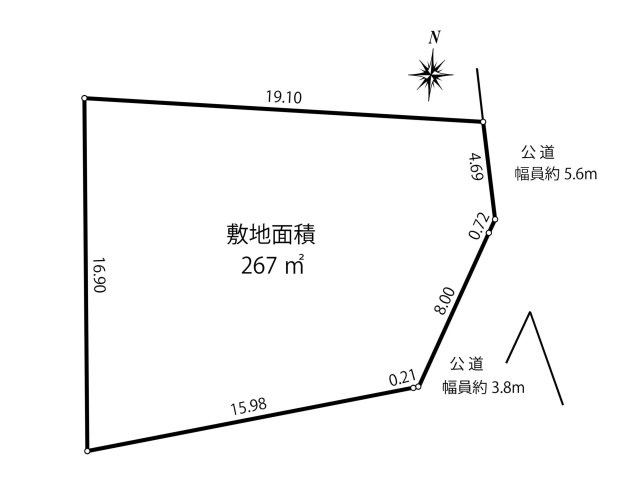 三方に開けた開放感ある立地　スローライフの土地図|土地図