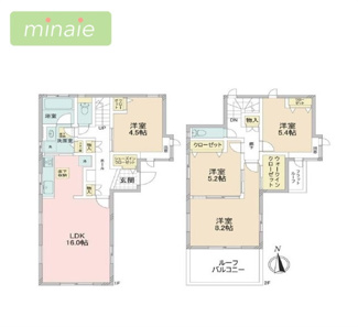【間取り】 | 大型ルーフバルコニー付き　太陽光発電システム　旭町