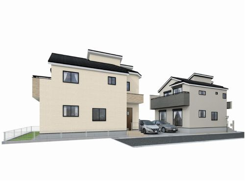 【外観】 | 【仲介手数料０円】茅ヶ崎市円蔵2期　新築一戸建て　全5棟 | 外観パース　茅ヶ崎市円蔵2期　新築一戸建て　全5棟