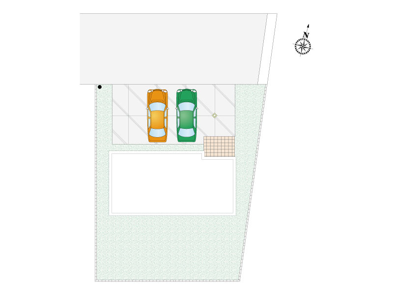 【２号棟：配置図】前橋市総社町総社４期「全３区画」２号棟 4LDK。3台駐車可能！
