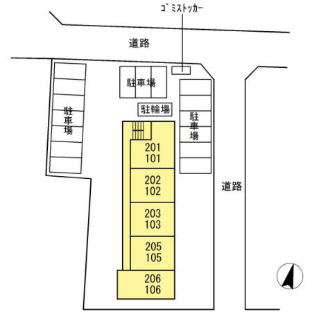菊池郡菊陽町大字原水のアパートの区画図