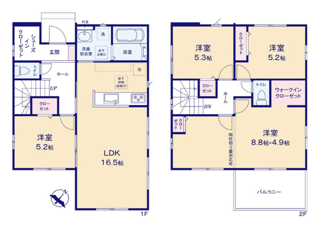 【間取り】 | Zut PLUS＋比企郡嵐山町15期(嵐山町大字川島)　新築住宅 | ≪2号棟≫