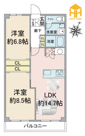 フルーレ伊丹の間取り|※現況と図面が異なる場合現況を優先いたします。
