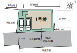 越谷市七左町7丁目 新築分譲住宅 全1棟 1号棟の区画図