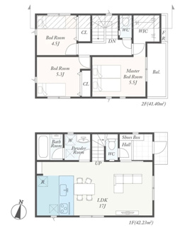 【間取り】 | 座間市入谷西5丁目  1号棟 第4 | 網戸標準仕様　シャッター2箇所付　Ｗロックタグキー（FamiLock 電池錠）　宅配BOX付機能門柱　食洗器・浄水器　浴室乾燥機　全居室収納　LDK17帖