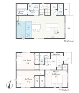【間取り】 | 座間市入谷西5丁目  2号棟 第4 | 網戸標準仕様　シャッター2箇所付　Ｗロックタグキー（FamiLock 電池錠）　宅配BOX付機能門柱　食洗器・浄水器　浴室乾燥機　全居室収納