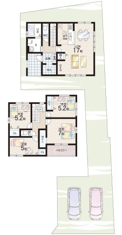 京都市山科区川田西浦町　第1期　新築一戸建ての間取り|1号地