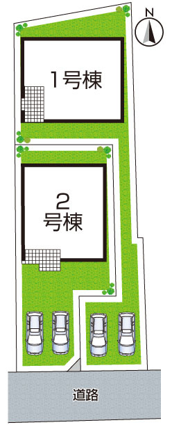 京都市山科区川田西浦町　第1期　新築一戸建ての区画図|全2区画