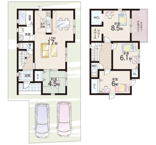 近江八幡市桜宮町　第1期　新築一戸建ての間取り|1号地