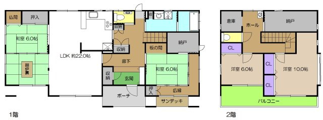 【間取り】 | 中古一戸建　香美市香北町朴ノ木（囲炉裏のある家）