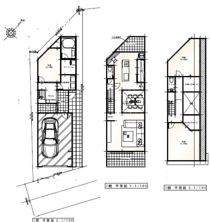 品川区東五反田　建築条件なし売地A区画の参考プラン|LDK26帖以上の3LDK　延床面積；156.32㎡　建物参考価格；4050万円