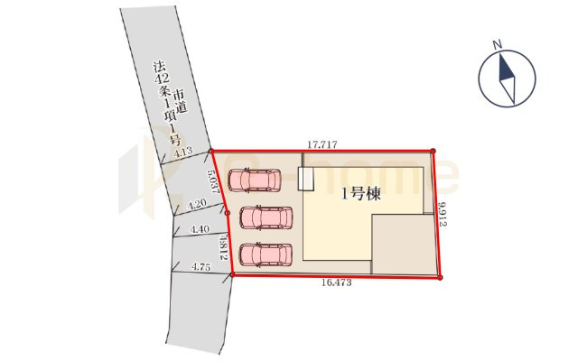 水戸市赤塚4期　新築戸建て　1号棟の区画図|大きなお買い物だからこそ、メリット・デメリットを伝えさせて頂きます。
R-homeにお任せください♪