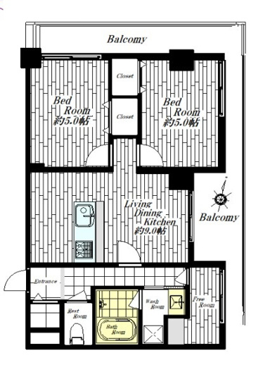 【間取り】 | セビアンメゾン小茂根 | 北東向きの角部屋、陽当たり・通風良好です！