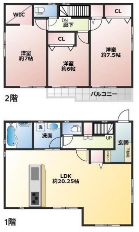 「お車3～4台駐車可」「小学校徒歩13分」　玉津町今津　築3年の間取り