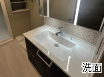 モリス大井町南の独立洗面台|朝の支度にも助かる、独立の洗髪洗面化粧台